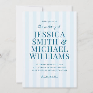 Elegant Modern Blue Striped Wedding Invitation