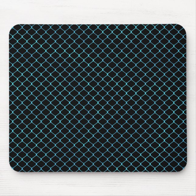 Elegant Modern Blue Teal Fence Chain Pattern | Mouse Mat (Front)