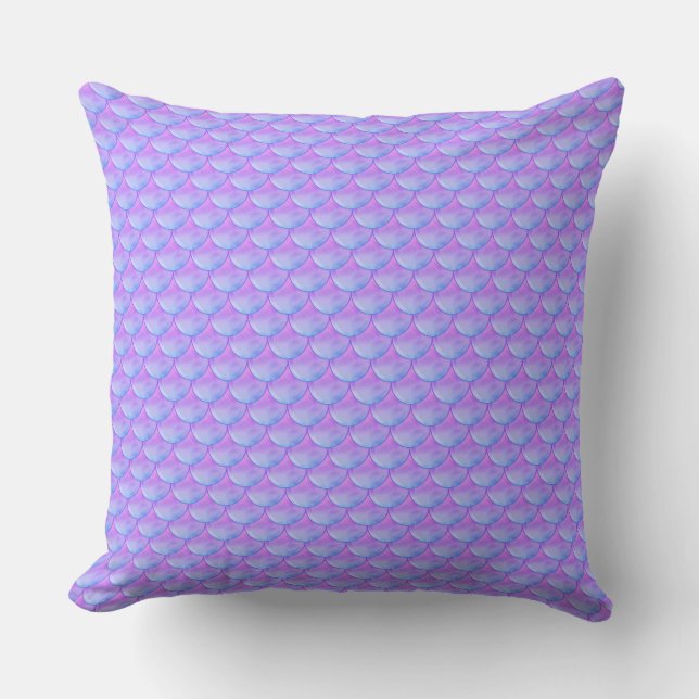 Elegant Modern Blue & Violet Mermaid Cushion (Front)