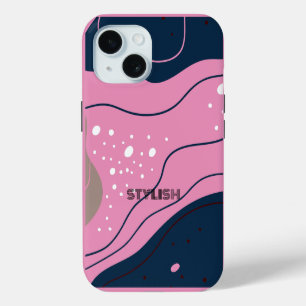Elegant & Modern Blue & White iPhone 15 Case