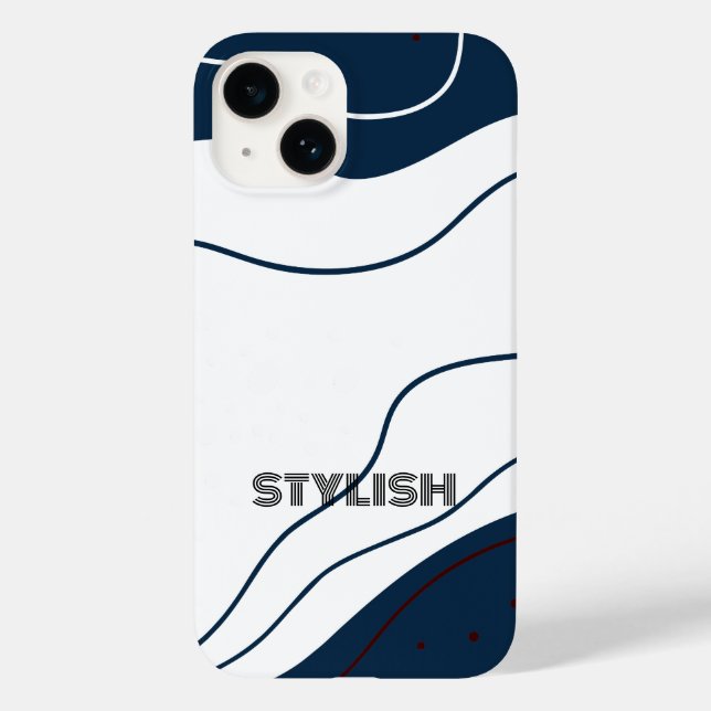 Elegant  & Modern Blue & White  Case-Mate iPhone Case (Back)