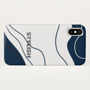 Elegant  & Modern Blue & White  iPhone X Case