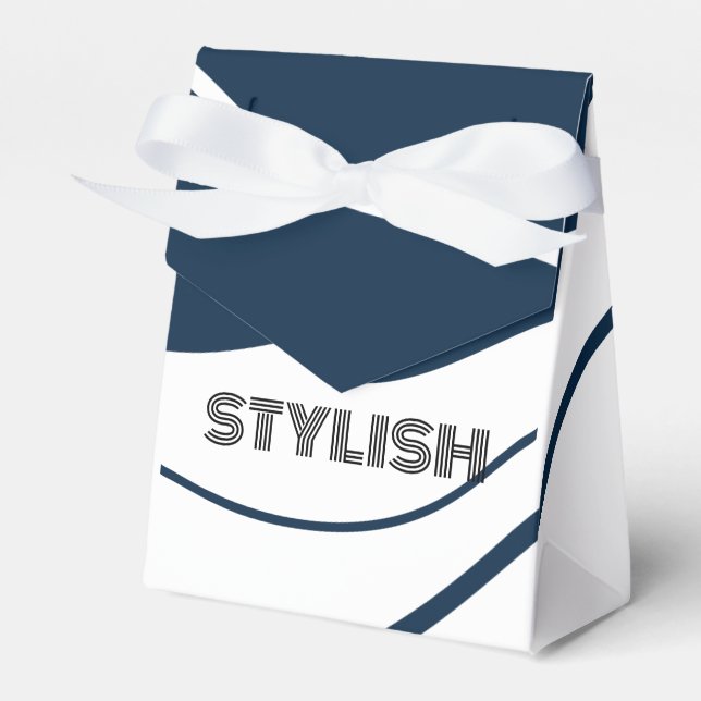 Elegant  & Modern Blue & White  Favour Box (Front Side)