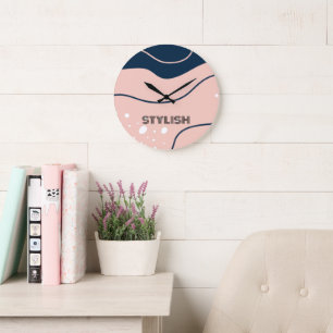 Elegant  & Modern Blue & White  Large Clock