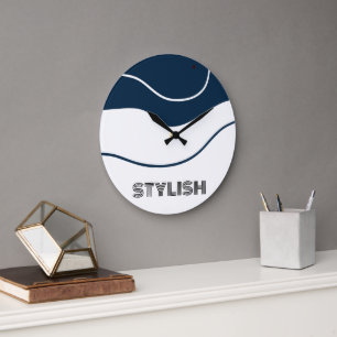 Elegant  & Modern Blue & White  Large Clock