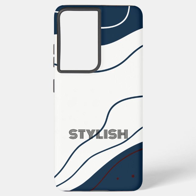 Elegant  & Modern Blue & White  Samsung Galaxy S21+ Case (Back)