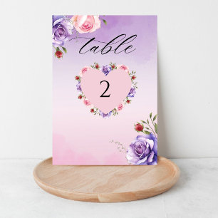 Elegant Modern Blush Floral Wedding  Table Number