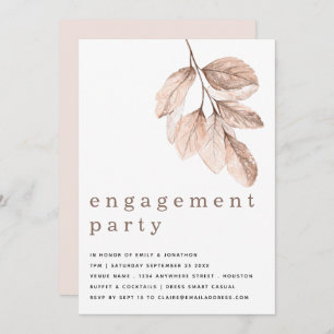 Elegant Modern Blush Leaves Engagement Party Invitation
