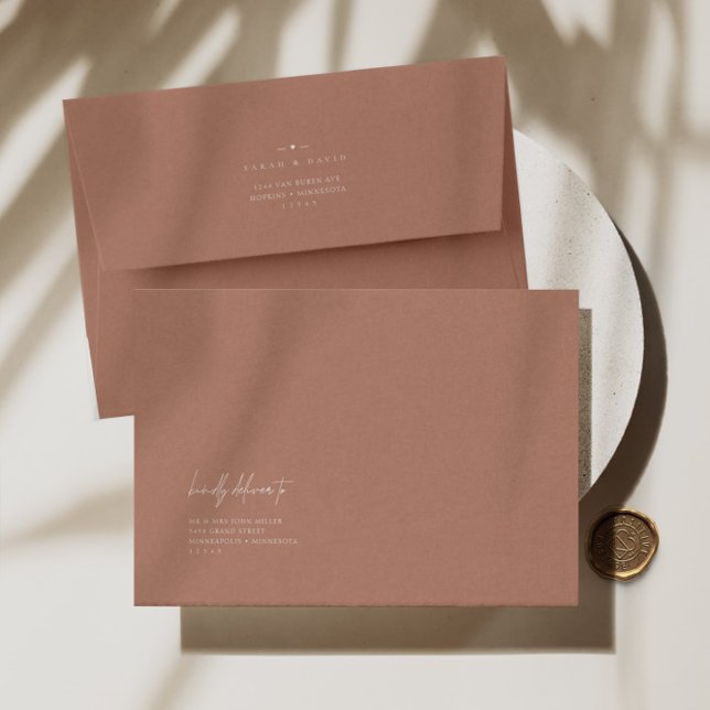 Elegant Modern Blush Pink A7 Wedding Invitation En Envelope (Creator Uploaded)