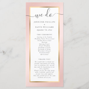 Elegant Modern Blush Pink and Gold Wedding Programme