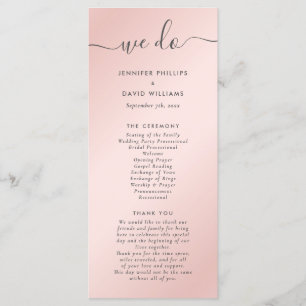 Elegant Modern Blush Pink and Grey Wedding Programme