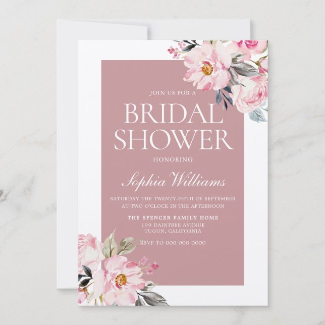 Elegant Modern Blush Pink Bridal Shower Invitation (Front)