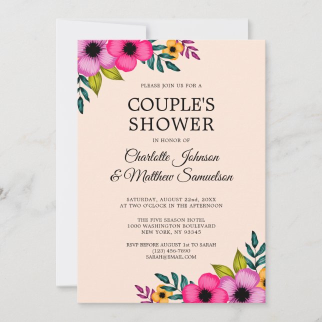 Elegant Modern Blush Pink Floral Minimal Party  Invitation (Front)