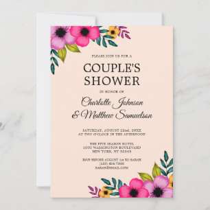Elegant Modern Blush Pink Floral Minimal Party  Invitation