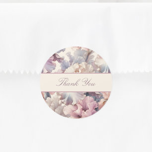 Elegant Modern Blush Pink Floral Thank You Favour Classic Round Sticker