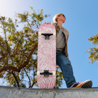 Elegant modern blush pink glitter palm tree skateboard