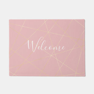 Elegant modern blush pink gold geometric pattern doormat