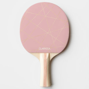 Elegant modern blush pink gold geometric pattern ping pong paddle