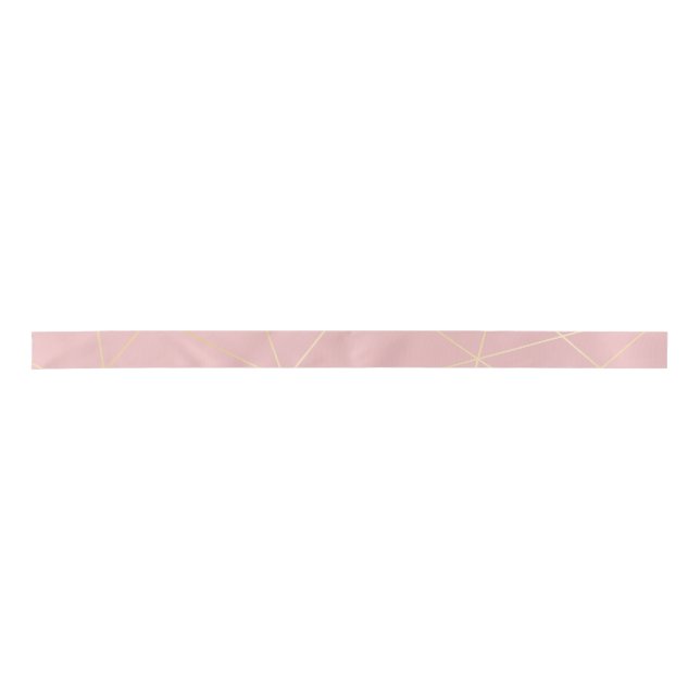 Elegant modern blush pink gold geometric pattern satin ribbon (Front)