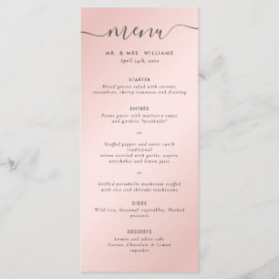 Elegant Modern Blush Pink Grey Wedding Menu