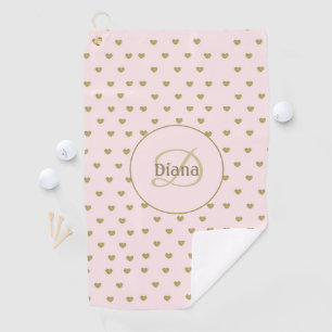 Elegant Modern Blush Pink Initials Monogram Golf Towel