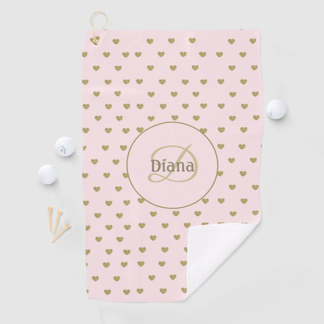 Elegant Modern Blush Pink Initials Monogram Golf Towel (InSitu)