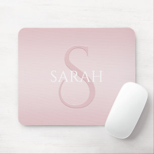 Elegant Modern Blush Pink Ombre Name & Monogram Mouse Mat