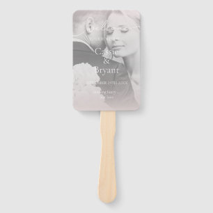 Elegant Modern Blush Pink Photo Wedding Program Hand Fan