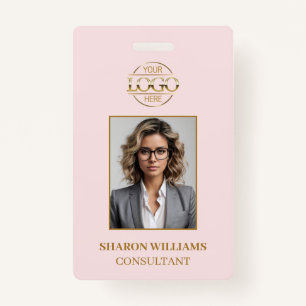 Elegant Modern Blush Pink Simple Employee Photo ID ID Badge