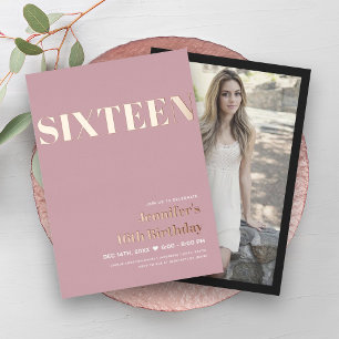 ELEGANT Modern Blush Pink Sweet 16 Typography 