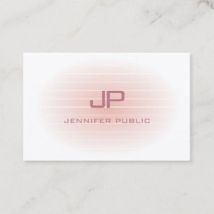 Elegant Modern Blush Pink White Trendy Monogram Business Card
