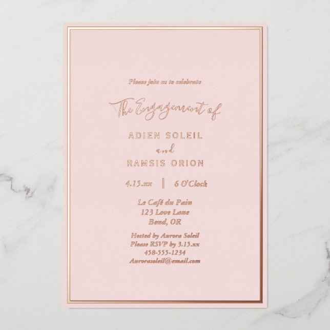 Elegant Modern Blush Rose Gold Engagement Party (Front)