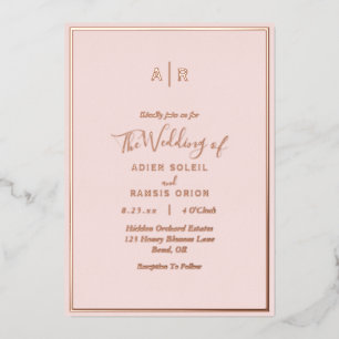 Elegant Modern Blush Rose Gold Monogram Wedding