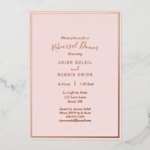 Elegant Modern Blush Rose Gold Rehearsal Dinner