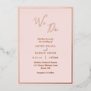 Elegant Modern Blush Rose Gold We Do Wedding