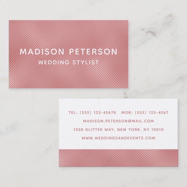 Elegant Modern Blush Shimmer Girly Chic Stylish Bu Business Card (Front/Back)