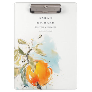 Elegant Modern Boho Abstract Sketchy Orange Garden Clipboard