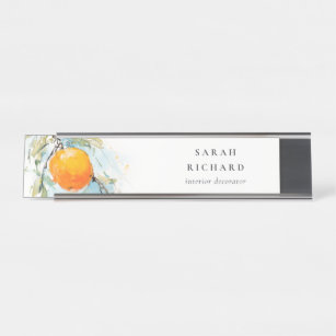 Elegant Modern Boho Abstract Sketchy Orange Garden Desk Name Plate