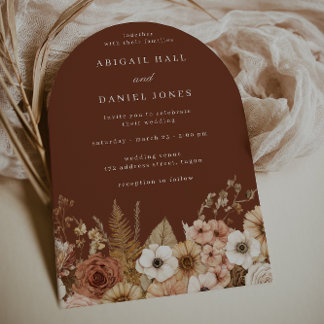 Elegant Modern Boho Arch Floral Wedding Invitation