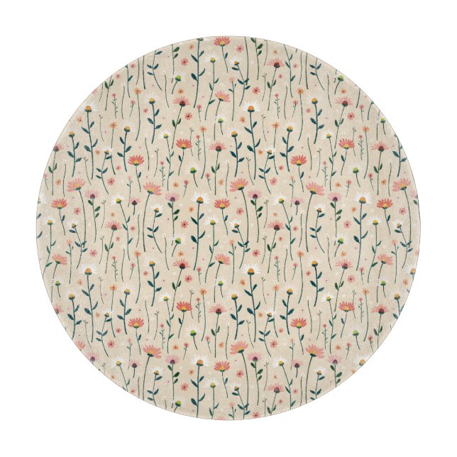 Elegant Modern Boho Chic Wildflower Cutting Board (Front)