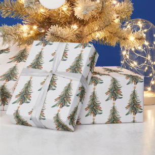 Elegant Modern Boho Christmas Tree  Wrapping Paper