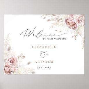 Elegant Modern Boho Dusty Rose Welcome Wedding Poster