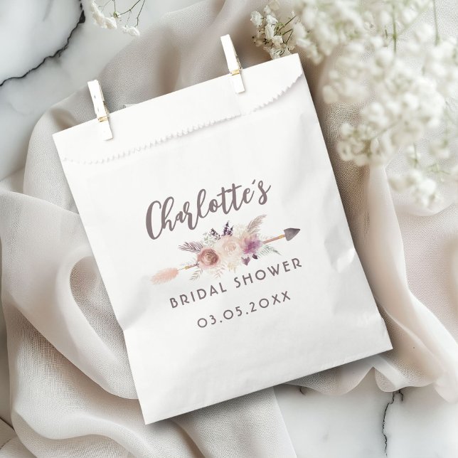 Elegant, modern, boho   favour bags (Elegant, modern, boho, bridal shower favor bag with your name and date.)