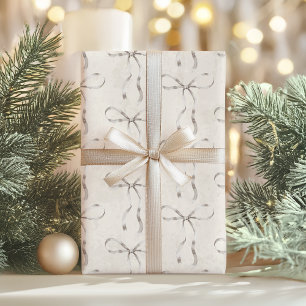 Elegant Modern Boho Minimal Texture & Bows Holiday Wrapping Paper Sheet