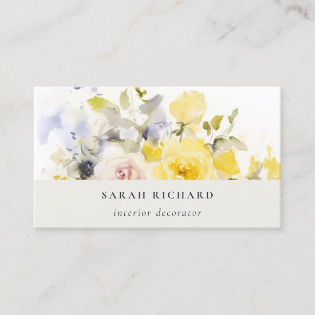 Elegant Modern Boho Vinatge Colourful Rose Floral Business Card (Front)