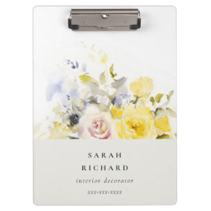 Elegant Modern Boho Vinatge Colourful Rose Floral Clipboard