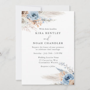 Elegant Modern Boho Watercolor Flowers Wedding Invitation