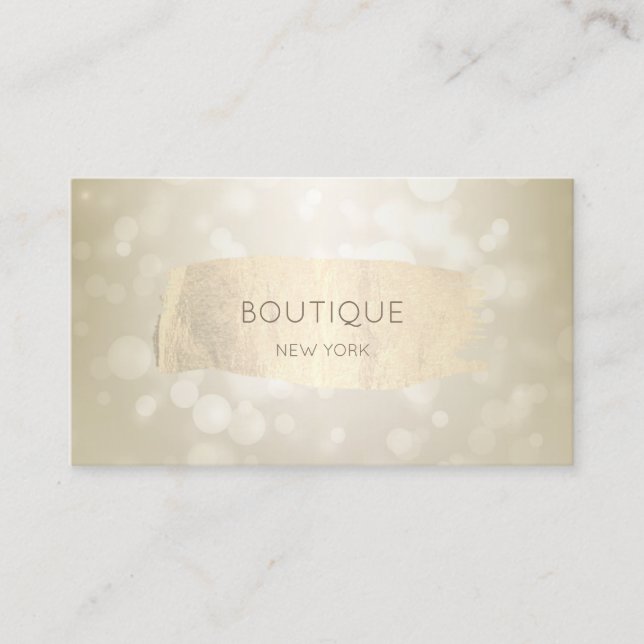 Elegant Modern Bokeh,Gold Brush Stroke Business Card (Front)