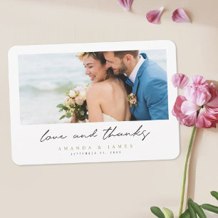 Elegant Modern Border Photo Wedding Thank You Card