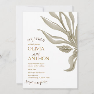 Elegant Modern Botanical Floral & Gold writing Invitation